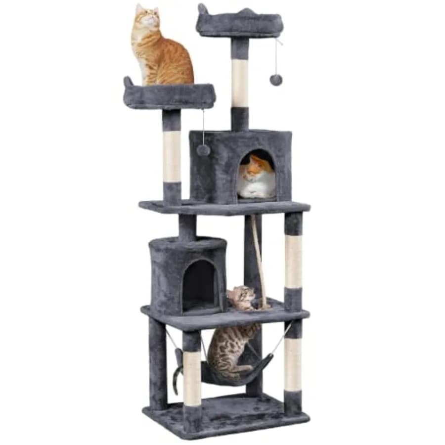 Cat Tower, Multi Level Cat Tree Kitten Condo with 2 Condos and 2 Plush Perches and Scratching Post and Dangling Ball for Medium