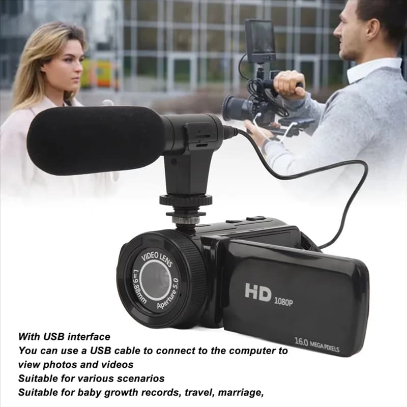Microfono Fotocamera Videocamera digitale 16 milioni di pixel Interfaccia USB IPS da 2,4 pollici