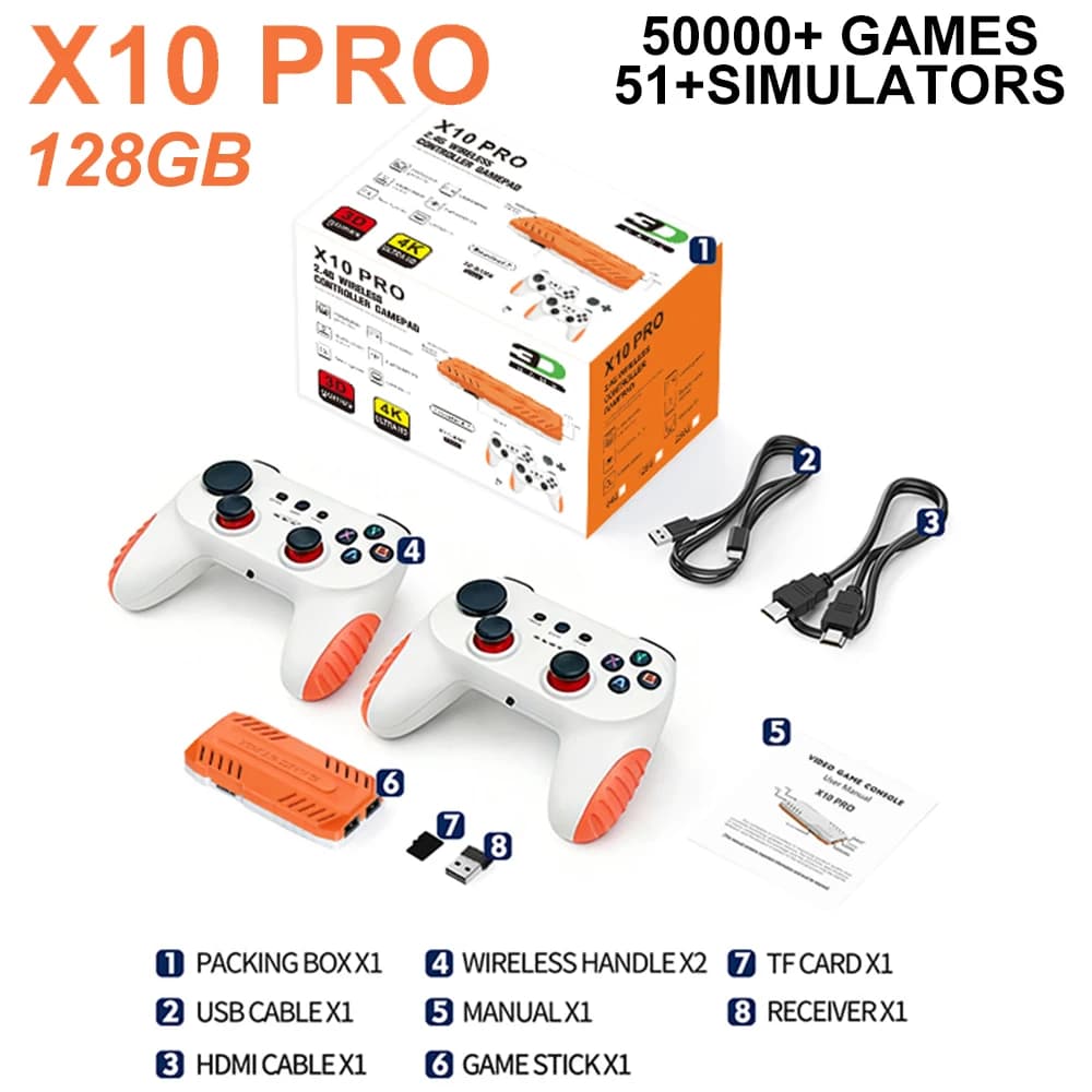Nuova Console di Gioco TV 2026 S905X3 Retro con 128G e 50000+ Giochi, Gamepad Wireless Doppio 4K X10 Pro