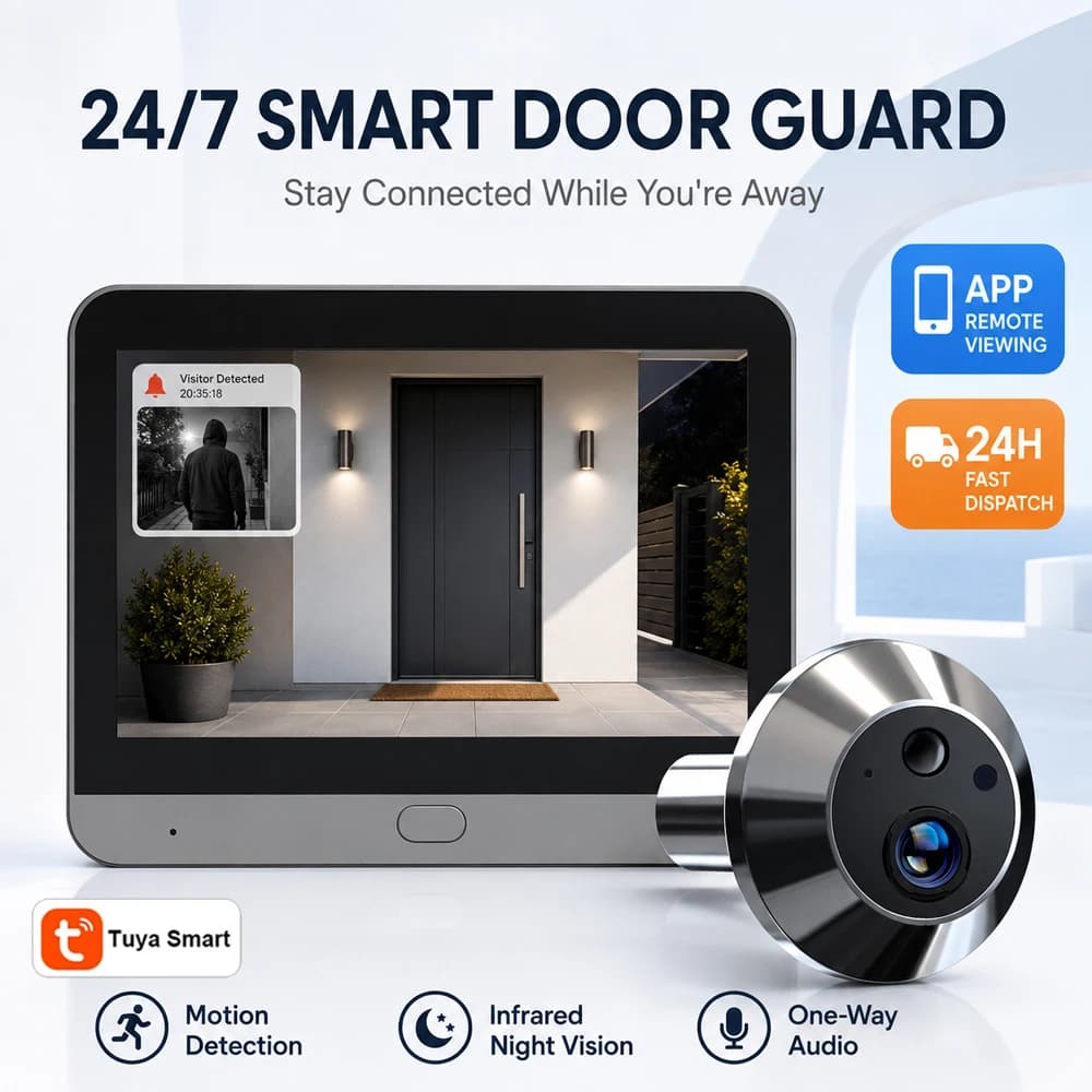 Tuya Smart Peephole Camera Video Doorbell PIR Motion Detection IR Night Vision Digital Door Viewer for Home Security Monitoring