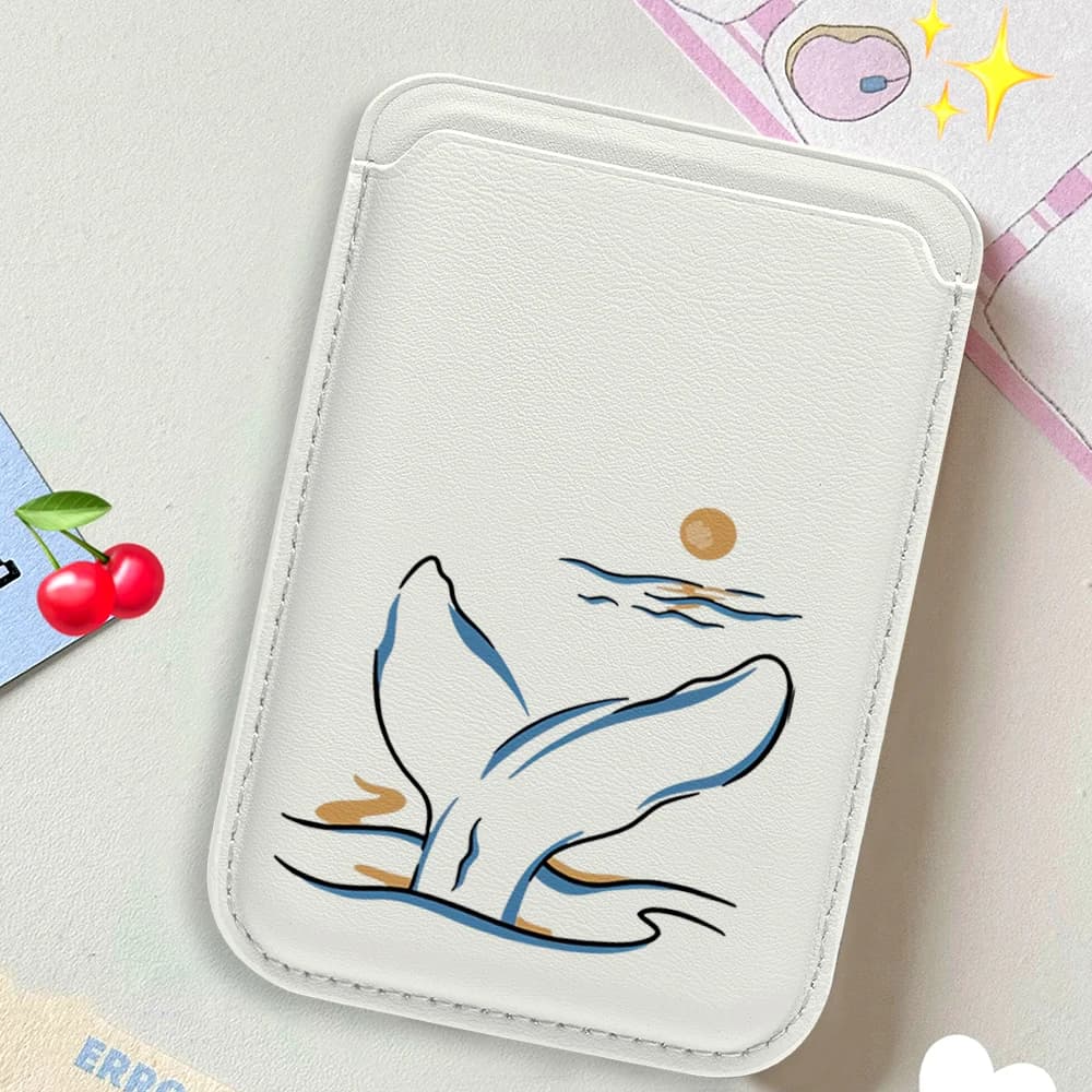 Portafoglio in Pelle con Motivo Oceanico Artistico, Porta Carte e Telefono per Custodia Magnetica, Compatibile con Tutti gli iPhone Magsafe, Borsa Porta Carte e Telefono
