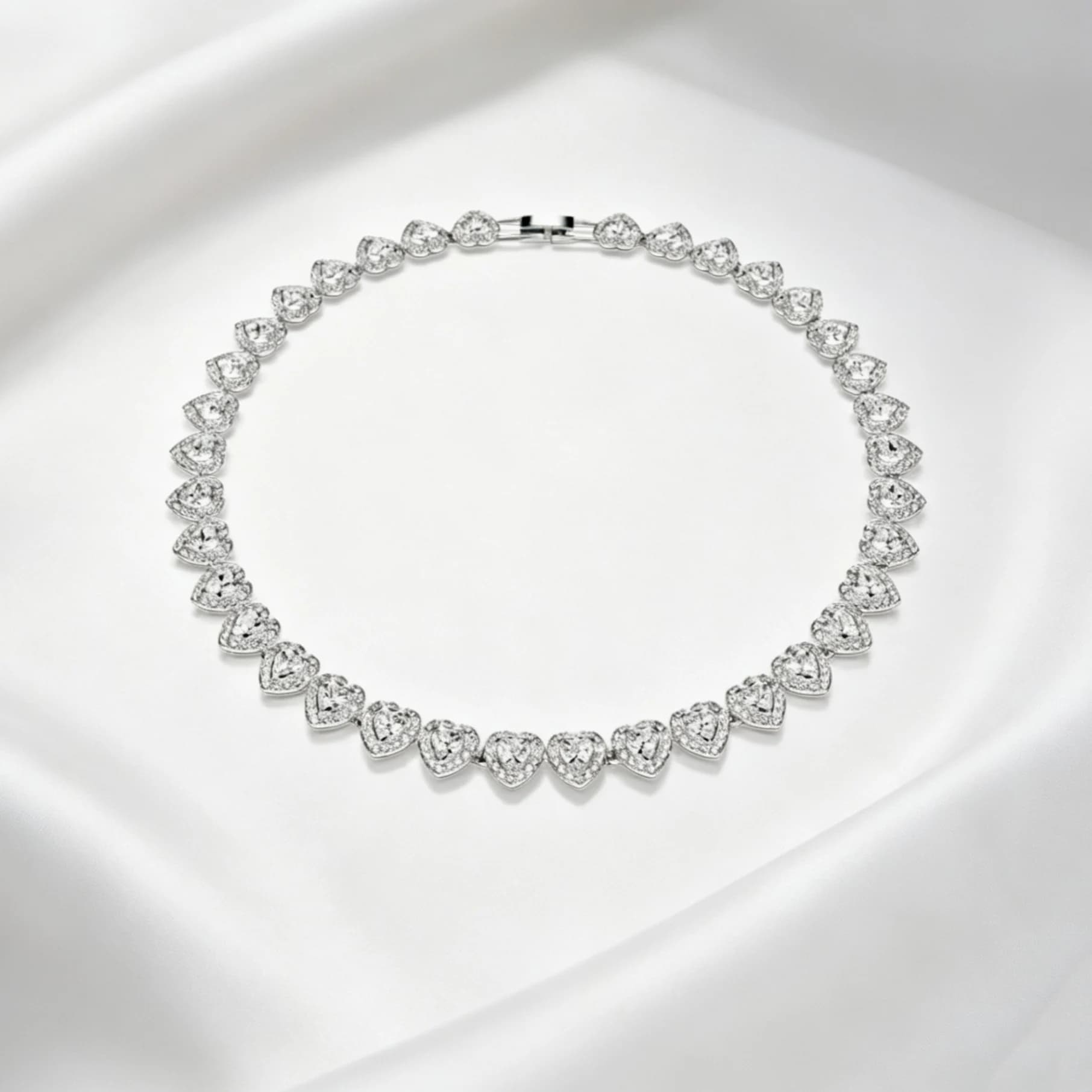 High-quality Classic Heart-shaped Zircon Necklace, Bracelet, and Stud Earrings Set, S925 Silver, Gift, Party, Couple, Banquet