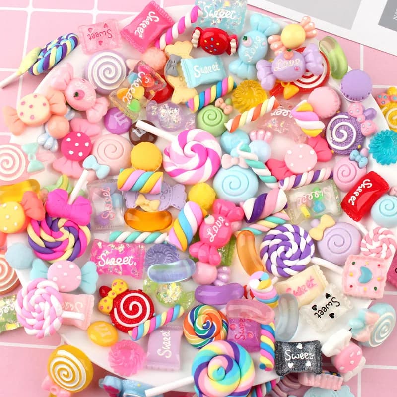 20 pezzi casuali caramelle melma Charms Set carino resina mista dolci Slime Flatback che fa forniture per fai da te e ornamenti fai da te