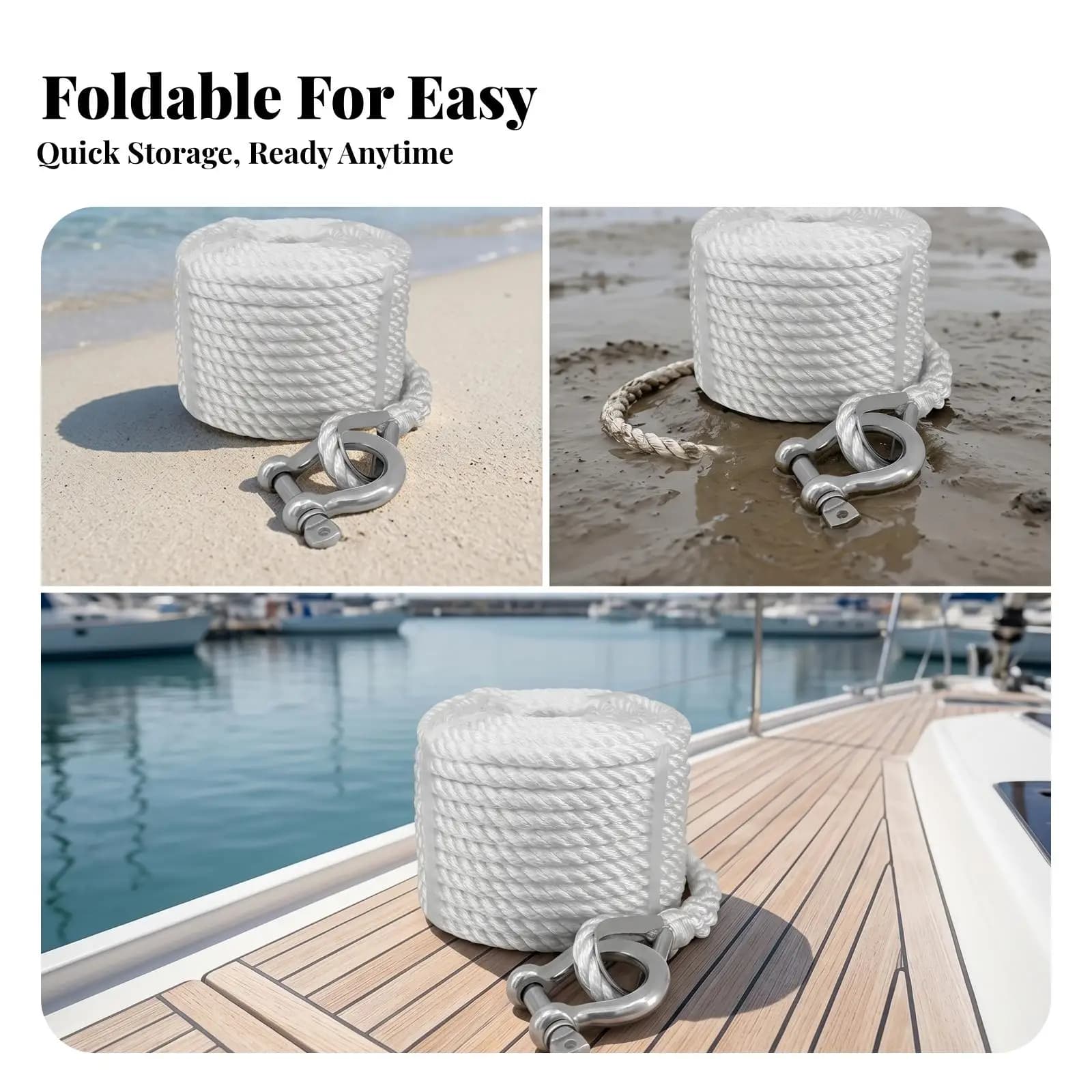 Horizontal Crossbar Anchor Galvanized Steel with Rope and Shackle for Small Boat Yacht Fishing