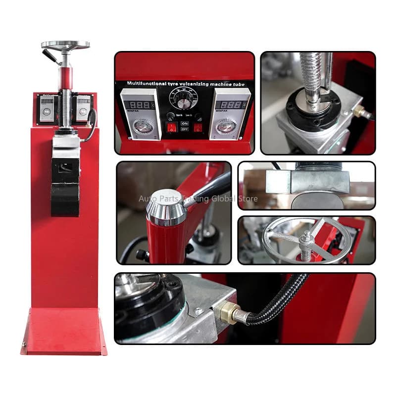 Kit di Riparazione Pneumatici con Macchina Vulcanizzatrice Elettrica a Temperatura Regolabile, Protezione Circuito e Luce di Segnalazione