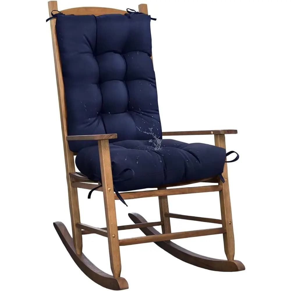 Indoor Outdoor Chair Cushion Waterproof High Back Rocking Chair Cushions Patio Chair Pad or Lounger Recliner Navy Blue
