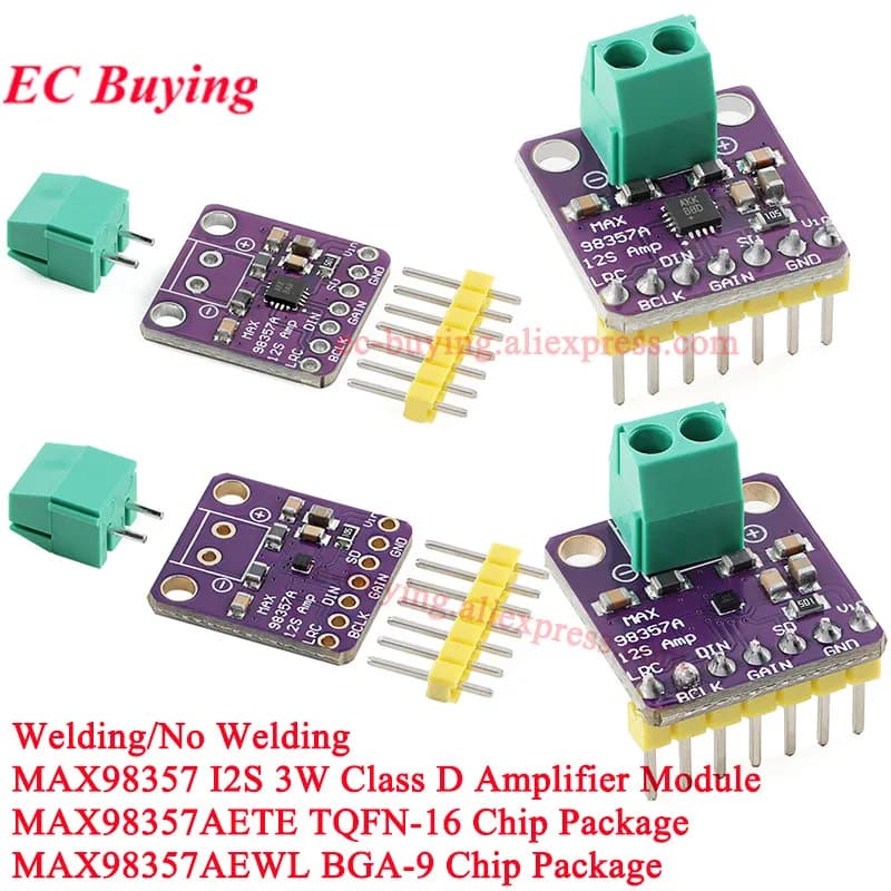 1Pc-10Pcs MAX98357 I2S 3W Class D Amplifier Breakout Interface Module DAC Decoder Audio Filterless Card For Raspberry Pi ESP32