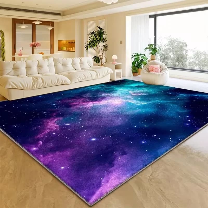 Carpet with Galaxy Planet print - Soft carpet for living room, bedroom, office furniture, washing machine, beautiful space theme design