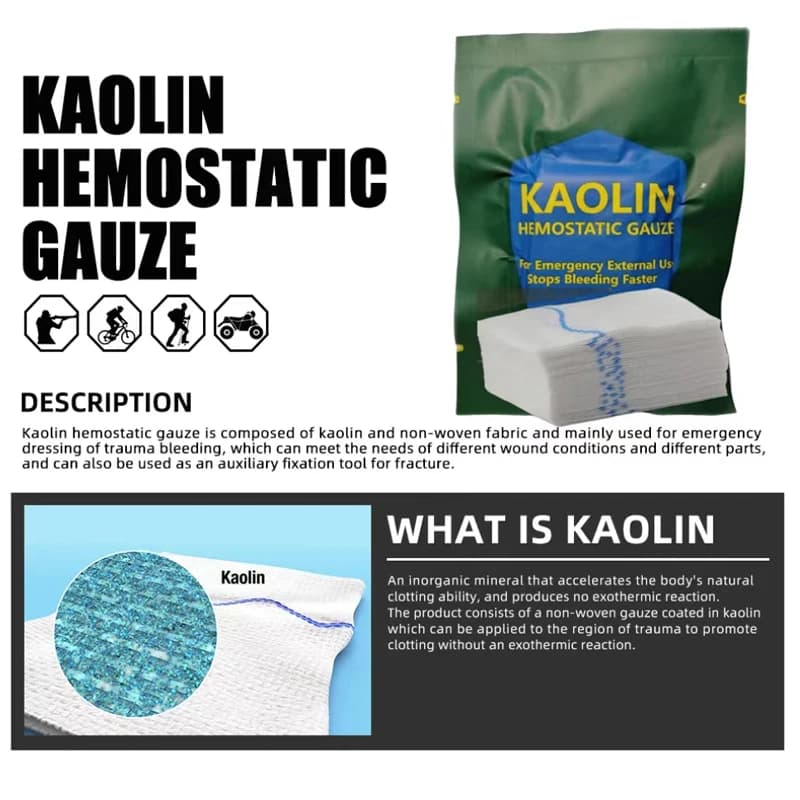 Garza emostatica Combattimento Emergenza Trauma Z-Fold Solubile Ifak Tattico Militare Kit di pronto soccorso Medicazione medica per ferite