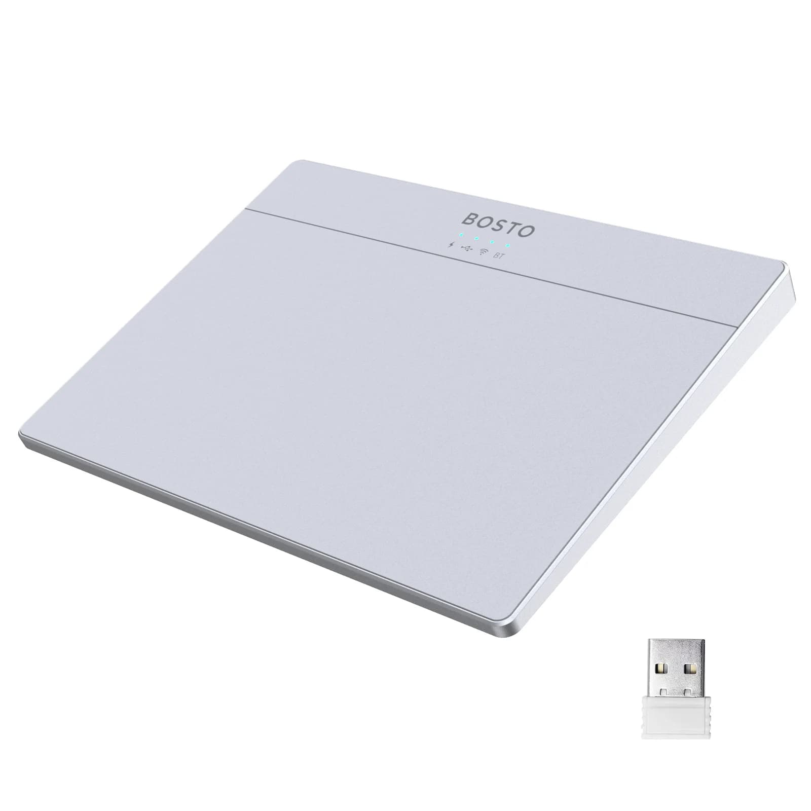 【Nuovo】BOSTO T02 Touchpad cablato e wireless 2.4G, BT e USB Vetro temperato ultra sottile per computer desktop, laptop, PC, utenti