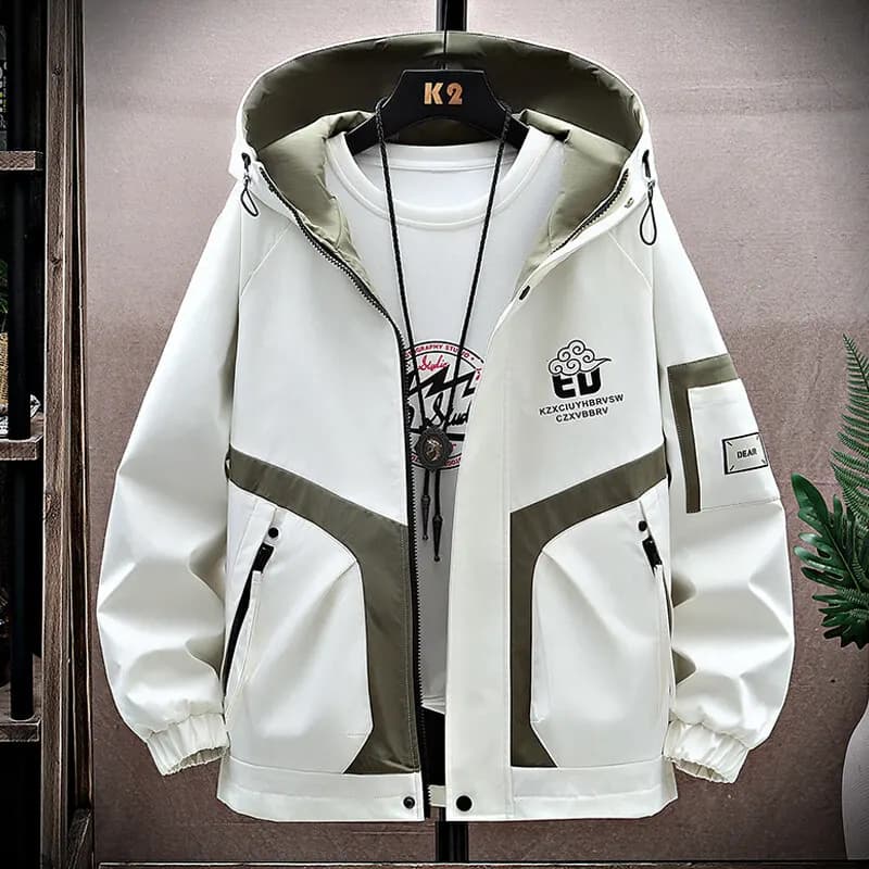 New Trendy 2026 Men's Hooded Workwear Jackets Spring Autumn Youth Casual Windbreaker Street Cargo Coat Teen Outdoor Top Clothing