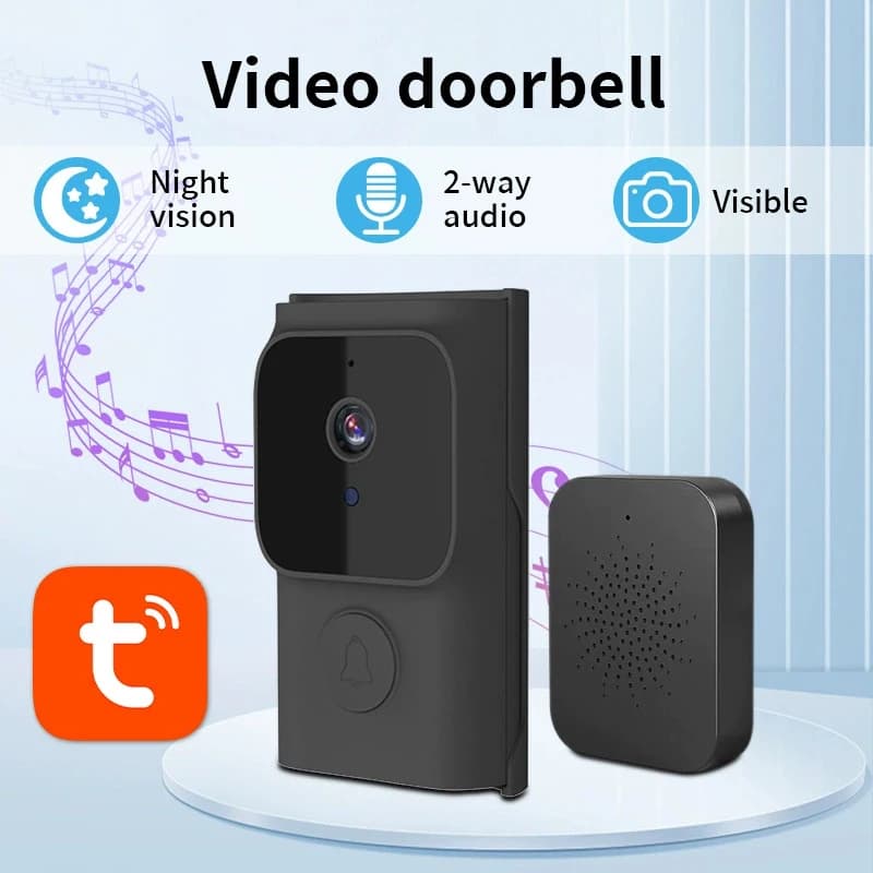 Campanello Video WiFi Tuya a Basso Consumo, Videocitofono con Visione Notturna a Infrarossi per Sicurezza Domestica