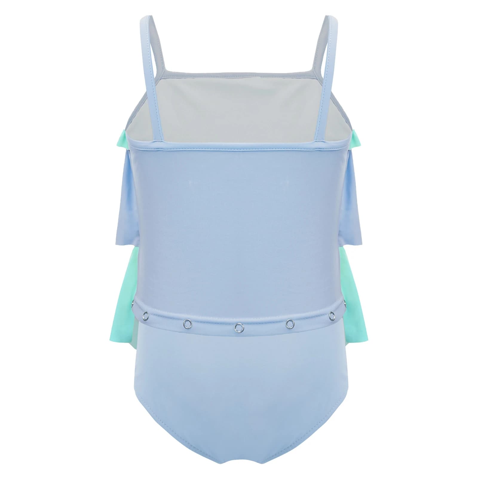 Costume da bagno estivo per bambine, top da nuoto con spalline sottili e volant a strati, con slip abbinato
