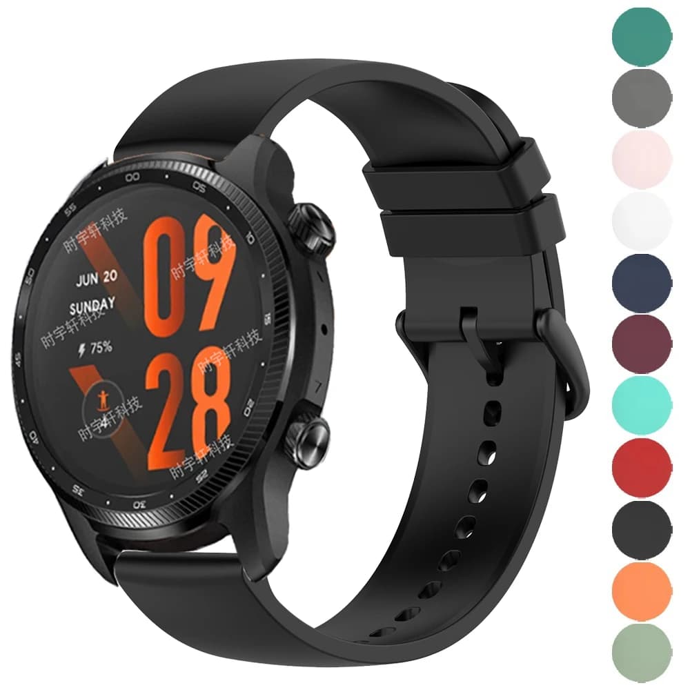 20 22mm Silicone Watch Strap For TicWatch Pro 3 Ultra GPS/LTE Watchband For Ticwatch GTX S2 E2 E3 GTH 2/GTW/GTK Sport Bracelet