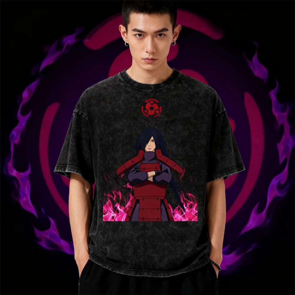 Nuovo lavato Naruto Anime T-shirt stampata Hip Hop Street Dress Giappone 2025 Harajuku T-shirt in cotone Maniche corte da uomo e da donna