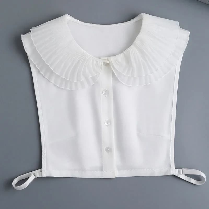 Colletto finto coreano con risvolto dolce per camicia da donna Colletto staccabile Mezza camicia Camicetta in cotone bianco con colletto falso