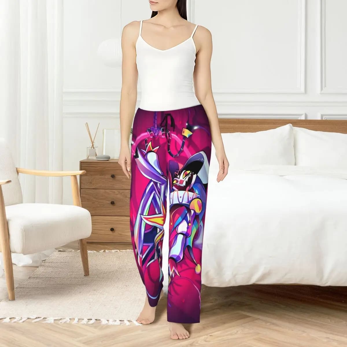Hazbins Anime Hotels custom pyjamas trousers Elastic night pants for women's sleep with pockets