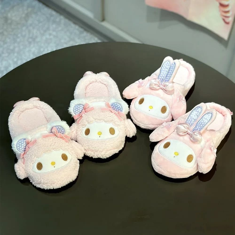 My Melody Cartoon Pantofole Comode scarpe da interno rosa in peluche My Sweet Piano Home Scarpe basse Comode ragazze antiscivolo da donna