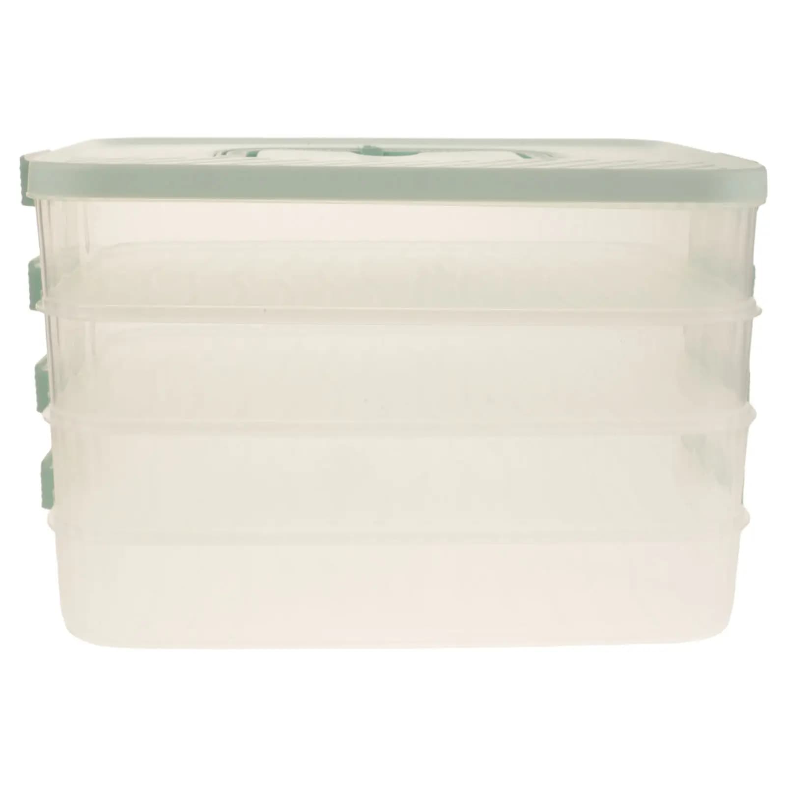 4-Layer Cookie Storage Container Plastic Stackable Snack Organizer Portable Handle Airtight Lid Dessert Carrier Food