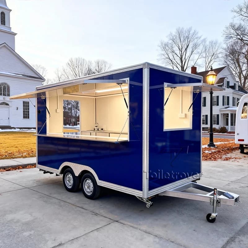 Air-Conditioned Luxury Food Truck for Ice Creams, Commercial Mobile Trailer for External Foods with Fryer