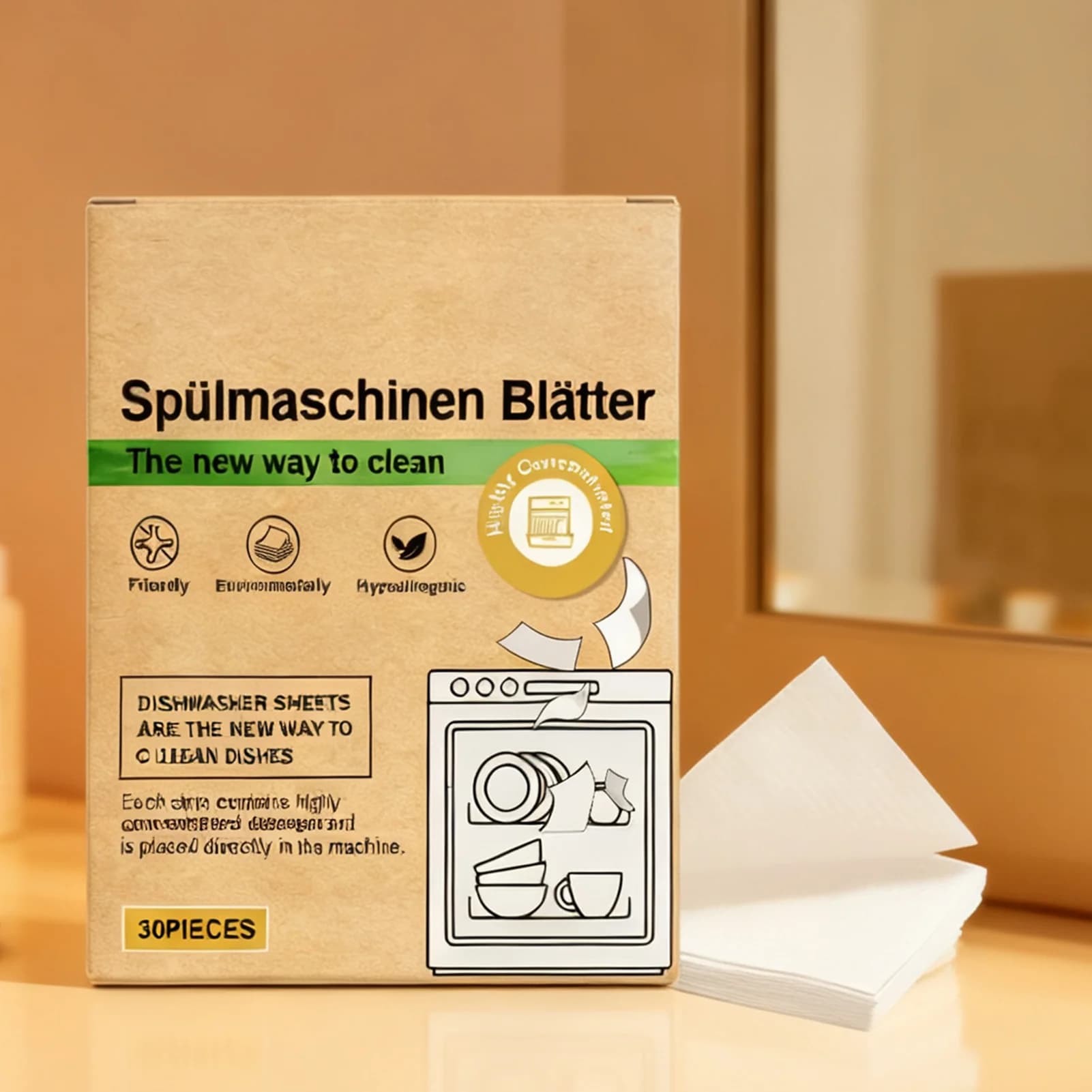 Compresse per pulire i lavastoviglie, 30 pezzi di pulizia resistente per la macchina, fogli eliminatori di odori per uso domestico in cucina