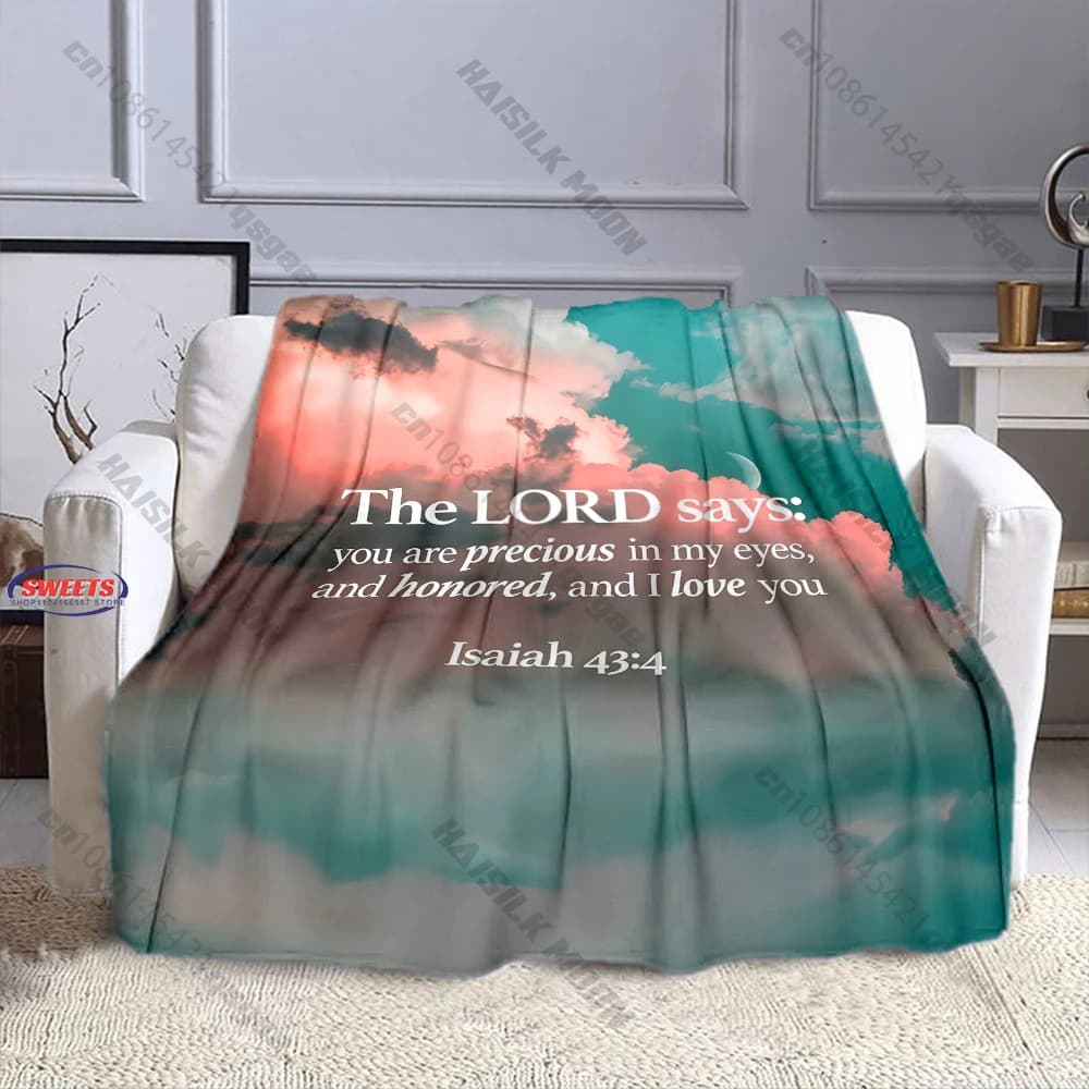 Coperta in Flanella Morbida con Versetto Biblico Cristiano Isaia, Ideale per Arredamento Religioso e Regali di Fede
