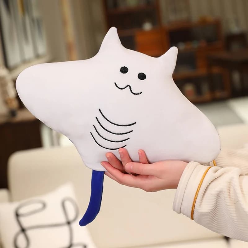 Peluche a forma di pesce diavolo da 35/50/60/80 cm, simpatico pesce volante diavolo di mare, bambola morbida, cuscino decorativo.