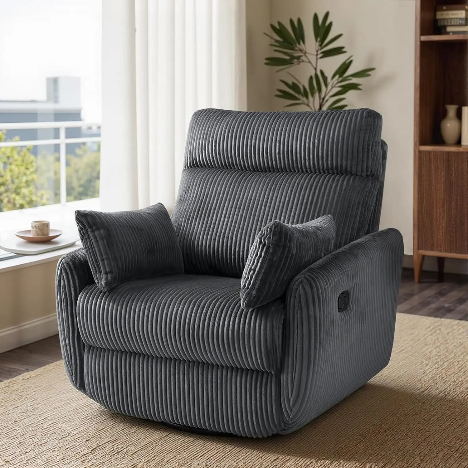 #Swivel Nursery Glider Recliner Chair with 2 Pillows High Back Comfy Rocking for Bedroom Living Room Small Spaces, Customized