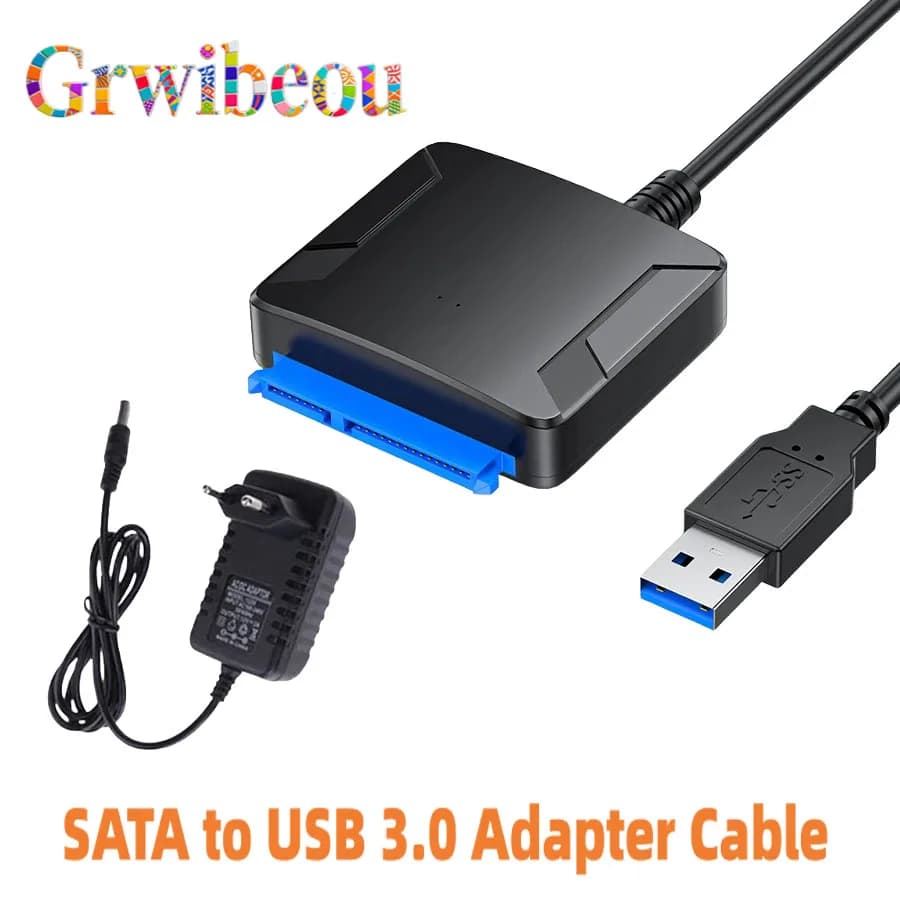 USB 3.0 adapter cable for 2.5" 3.5" SSD HDD hard drive External 5 Gbps converter with 12 V power adapter USB 3.0 to SATA converter