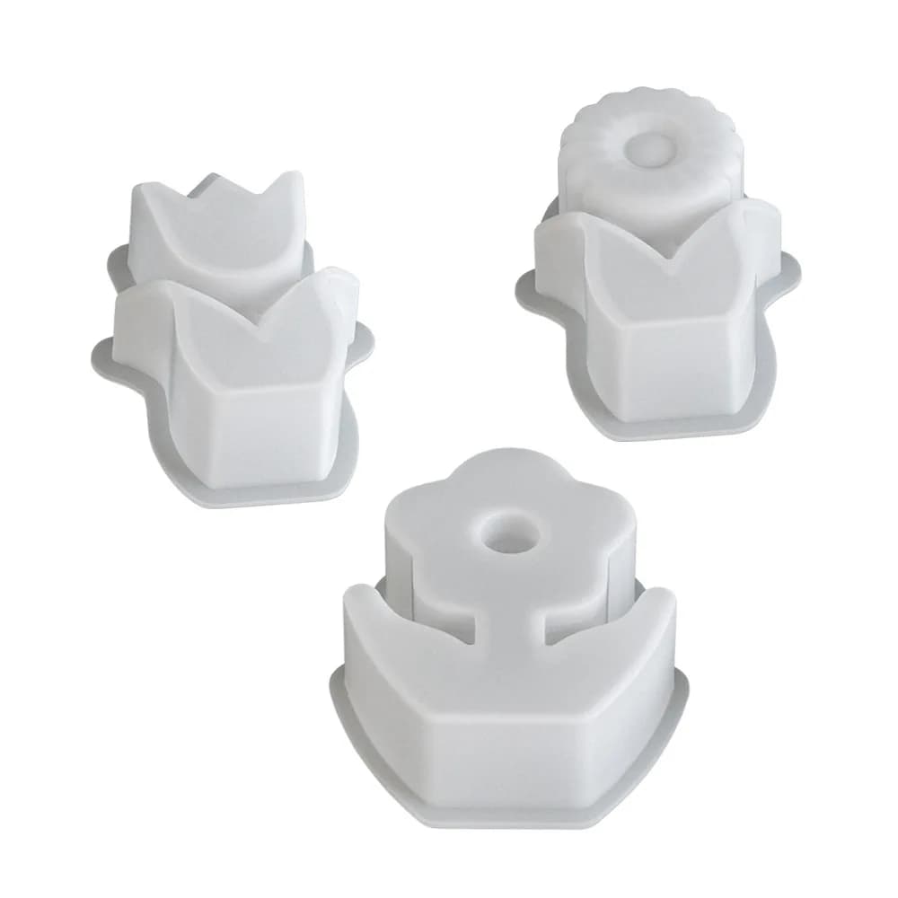 DIY 3D Flower Silicone Mold Reusable for Candle/Resin/Plaster Tulip/Daisy/Sunflower Shapes Ideal for Home Decor & Wedding Perfec