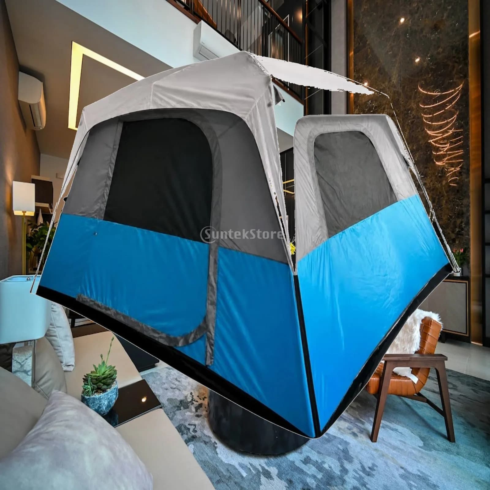 Automatic Pop Up Sun Shelter Tent Portable Camping Canopy for 4 Person Beach with Oxford Floor