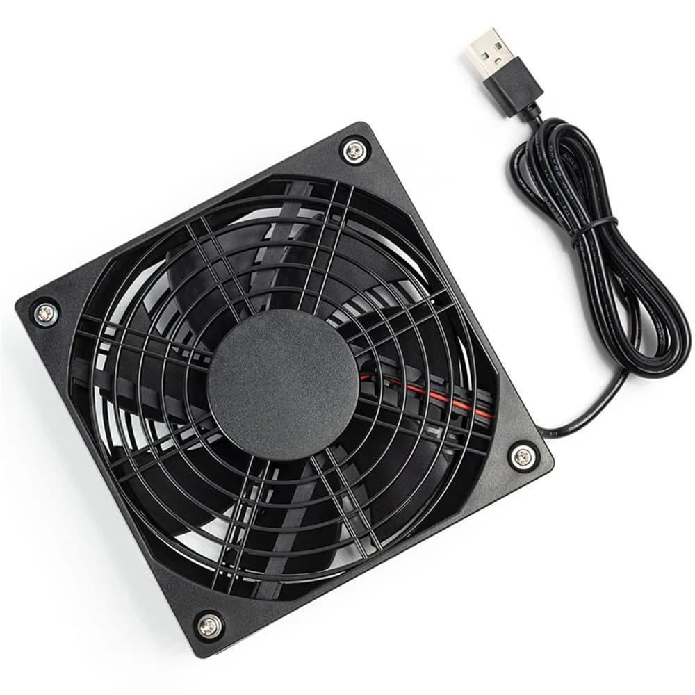 Ventola del router Dispositivo di raffreddamento per PC fai-da-te TV Box Raffreddamento wireless Silenzioso Silenzioso DC 5V Alimentazione USB Ventola da 120mm 120x25mm 12CM W/viti Rete protettiva