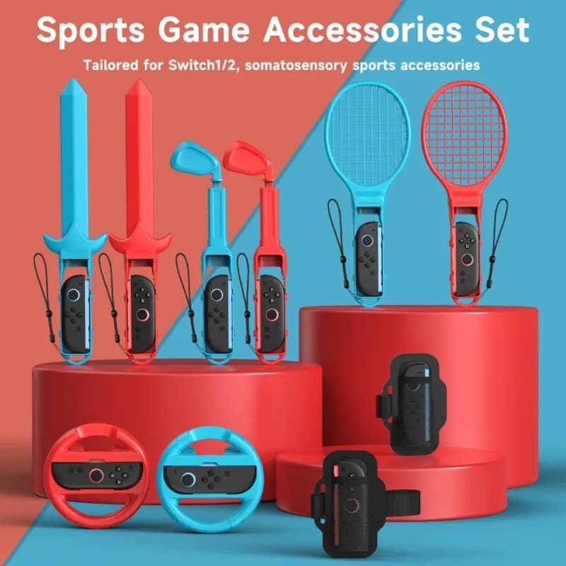 Family pack 10 in 1 with tennis racks Adjustable golf clubs for Nintendo Switch2 For Switch 2 Sport accessories package