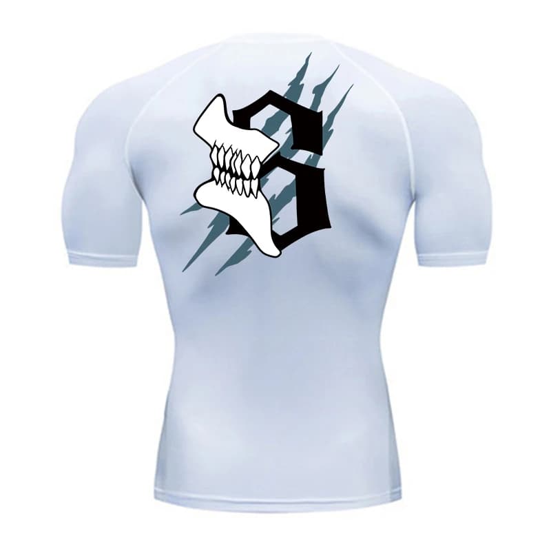 Camicie a compressione a maniche corte con stampa numero teschio per uomo T-shirt sportive estive ad asciugatura rapida T-shirt da corsa per allenamento in palestra