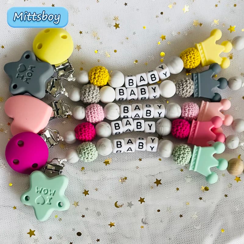 Custom Personalized Babies Soothing Silicone Anti Drop Chain Pacifier Chain Baby Pacifier Clips Childrens Soothing Teething Toys