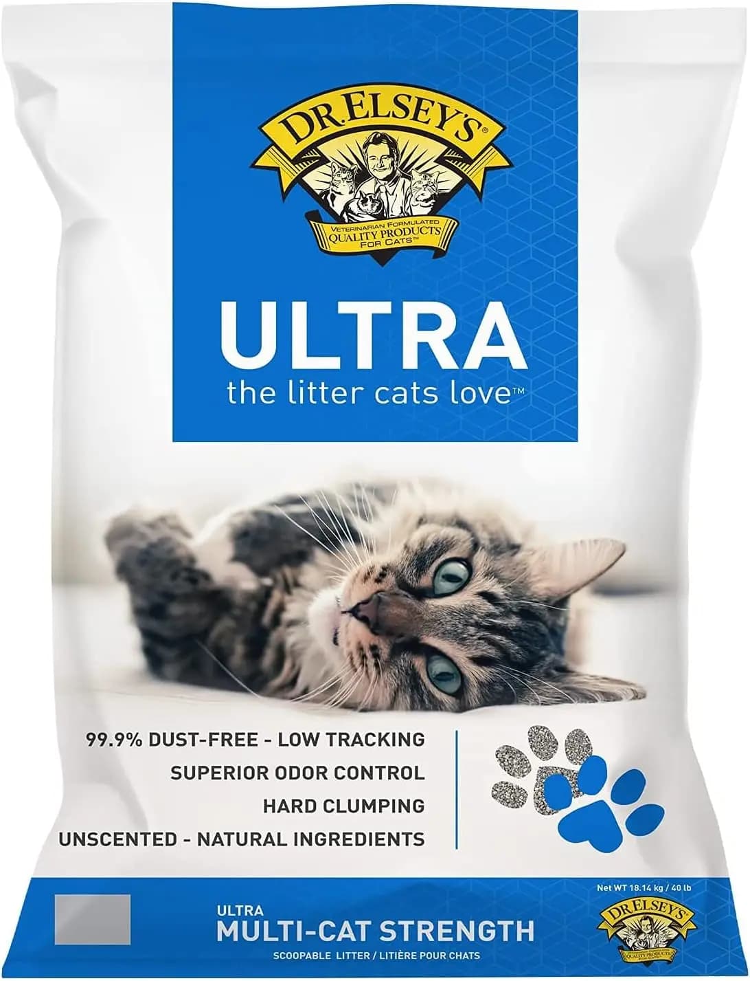 Ultra UnScented Clumping Clay Cat Litter, 40 lb - Hard Clumping, Low Dust, Odor Control