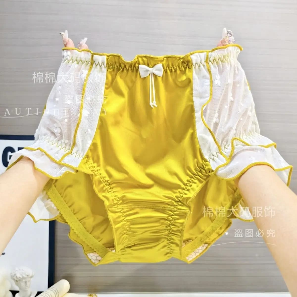 Sexy Satin Silk Mesh See Through Underwears Panties Plus Size Briefs Lingeries Bottoms