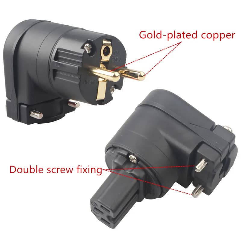 Connettore Audio hifi a forma di L curvo F1-12 rame placcato oro EU / AU / US