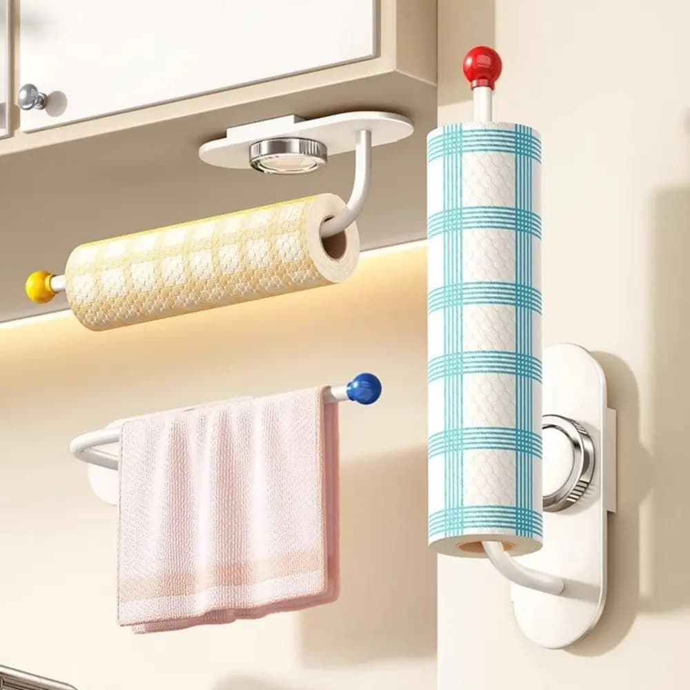 Porta salviette riutilizzabile con ventosa senza fori, ganci a ventosa senza tracce, porta carta assorbente da cucina a sospensione non perforato