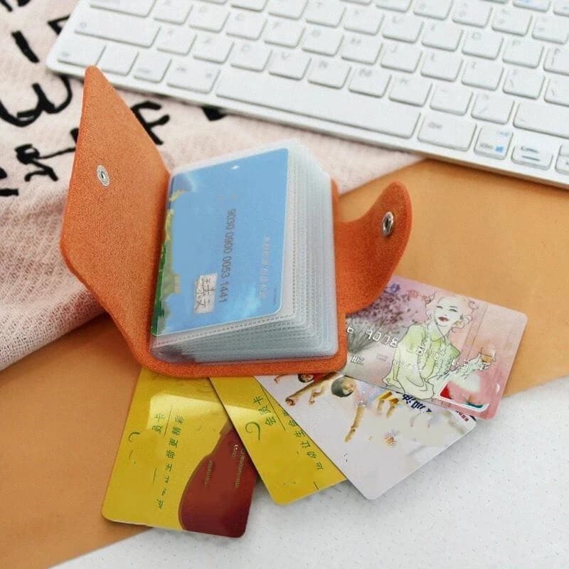 Card Holder Multiple Card Slots Secure Snap Closure Smooth Surface Case for Men Women Daily Travel