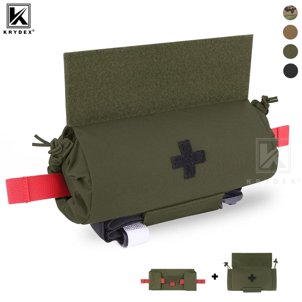 KRYDEX Tattico Roll Up First Aid Trauma Pouch Medico EMT IFAK Pouch Dangler Drop Dump Pouch Per Gilet Pettorale Rig Accessori