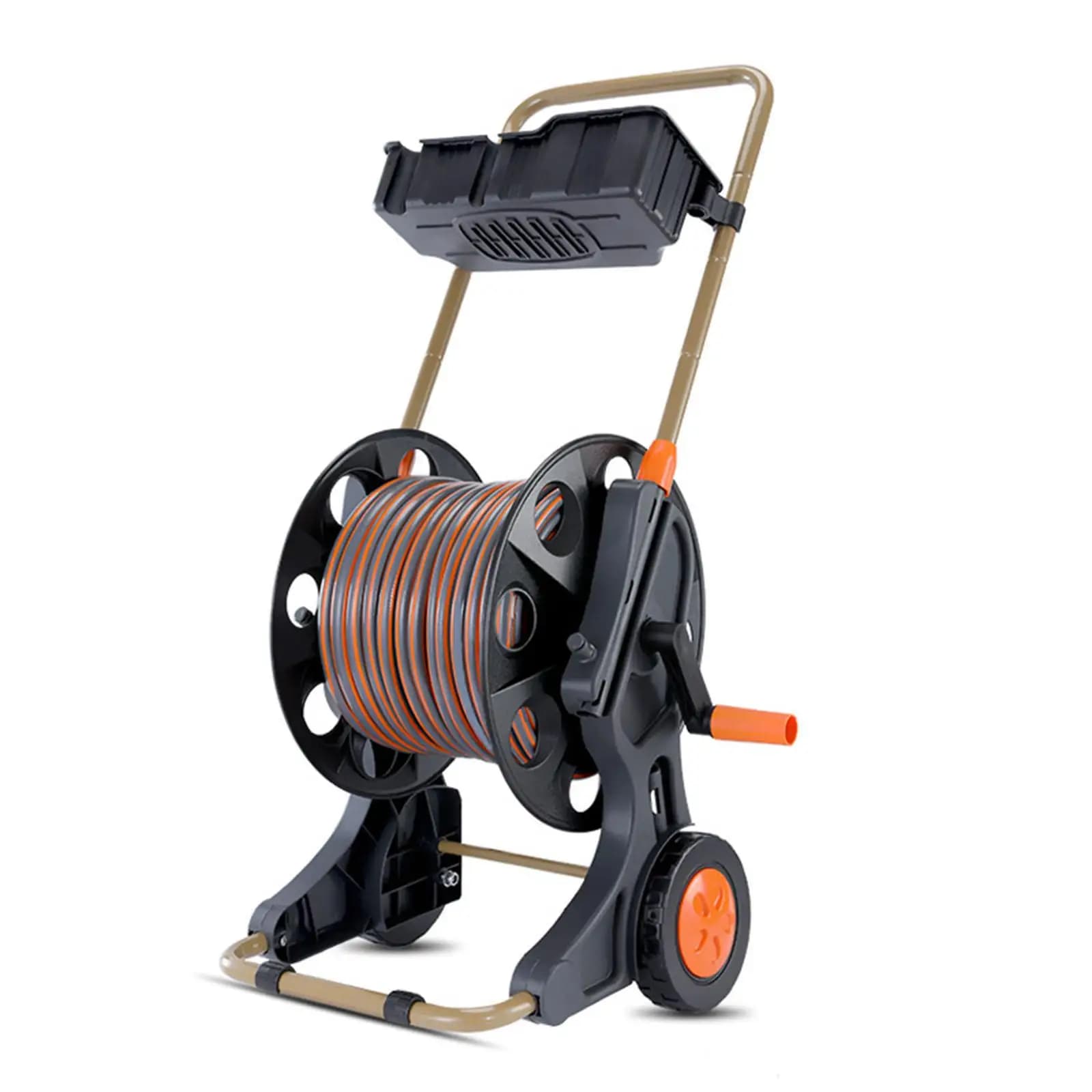 Hose Reel Cart with Wheels with Drain Storage Box Hose Organizer Pipe Storage