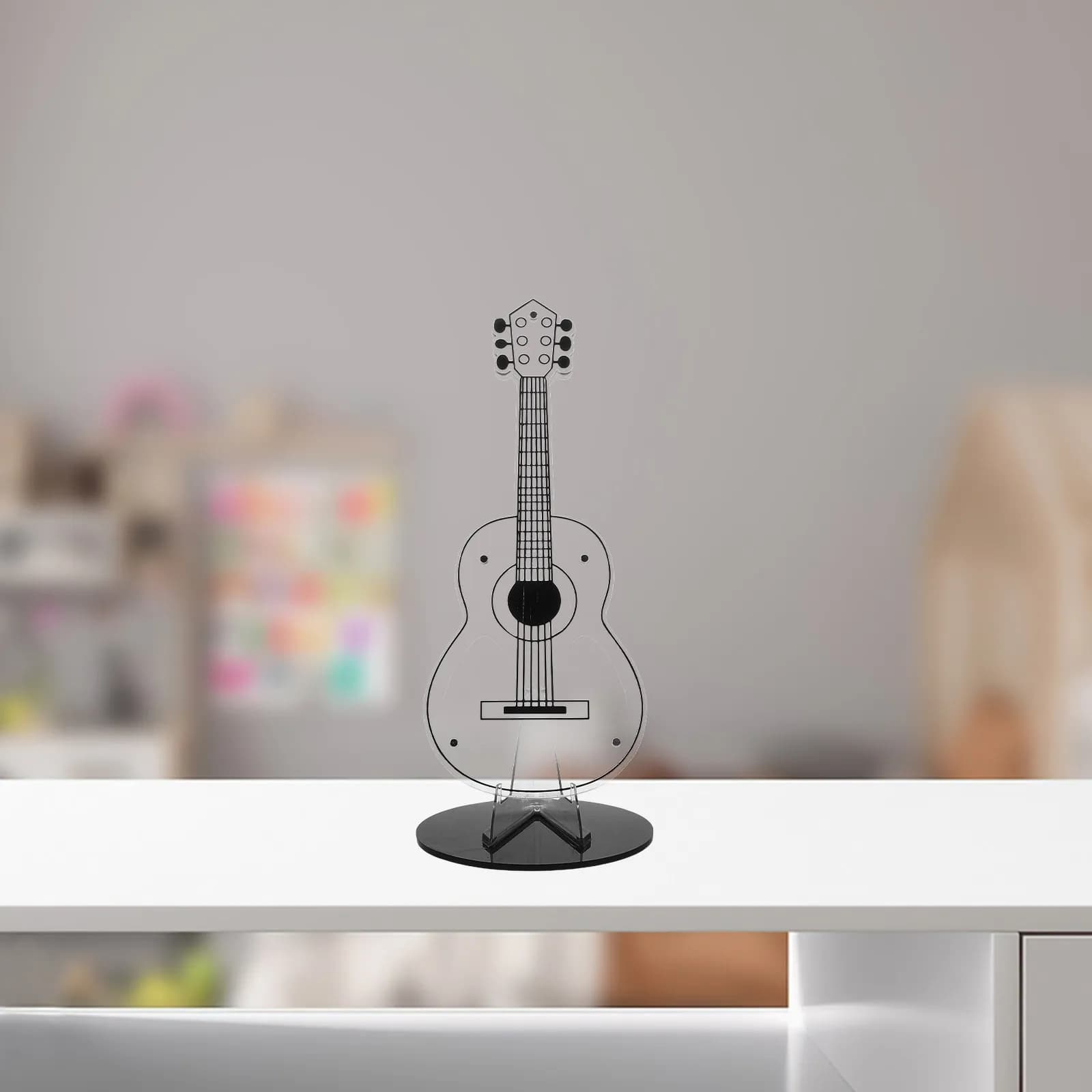 Transparent Acrylic Guitar Pick Holder Electric Guitar Shaped Display Storage Box for Picks Organization Protection Scratch