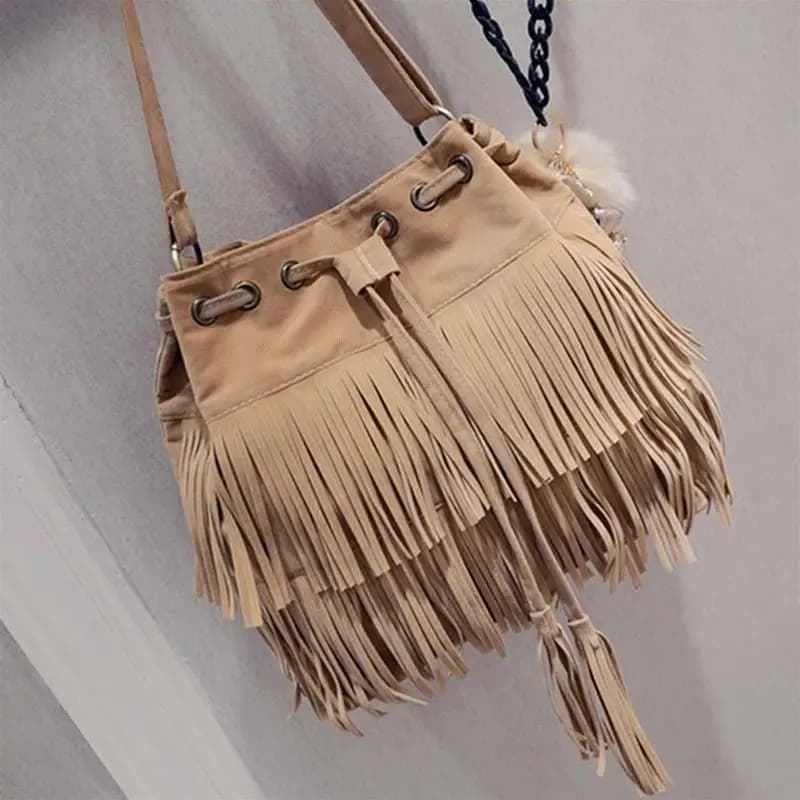 Borse a tracolla da donna con frange in pelle scamosciata borsa a tracolla con nappe borsa a tracolla