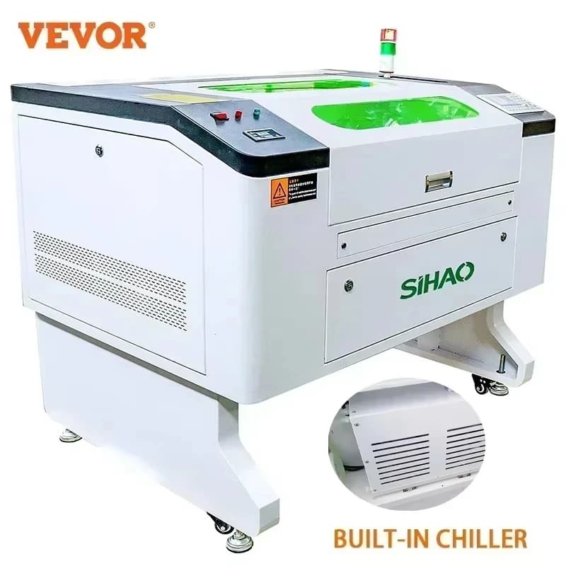 100 W VEVOR laser engraver with Ruida DSP and built-in chiller - Wide area 700x500 mm, safety indicator for wood/metal/leather