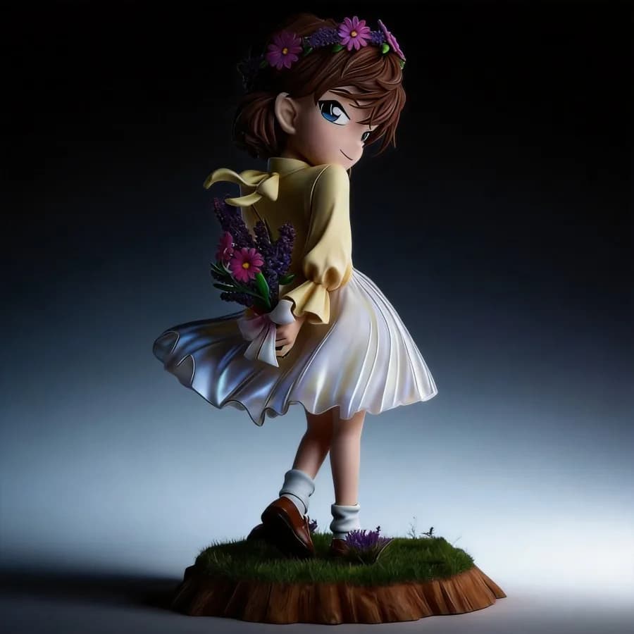 Statuetta di Ai Haibara da Detective Conan Completamente Dipinta, 18cm, Oggetto da Collezione Anime per Decorazione Scrivania
