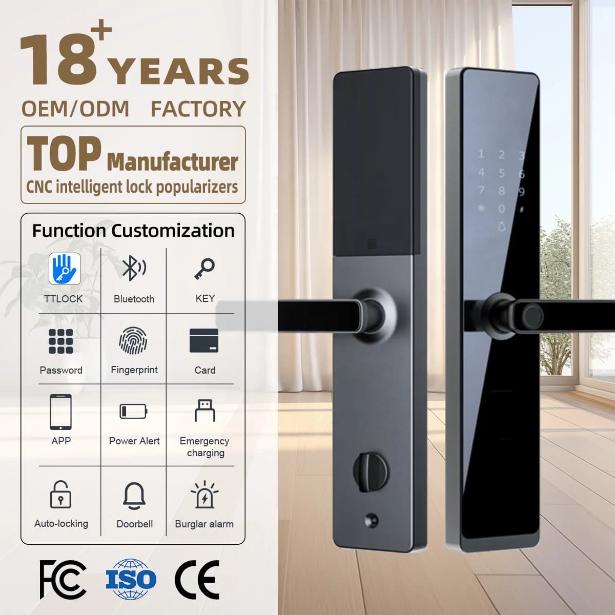 Ttlock Smartlock Password Keyless Entry Cerradura Inteligente Card Impronta digitale Serratura elettronica per porta anteriore Serratura intelligente