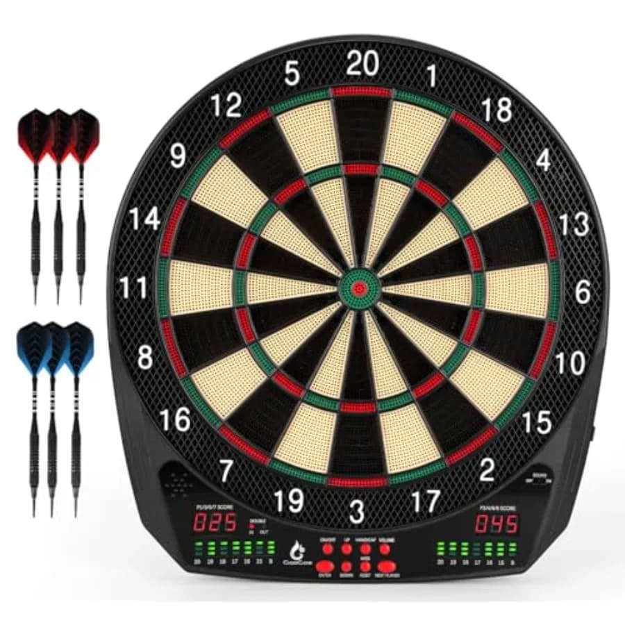 Tavola da Freccette Elettronica, 35 Giochi e 580 Varianti, Set Freccette Elettriche con Punta Morbida, Tavola Digitale per Adulti con 6 Freccette, 1