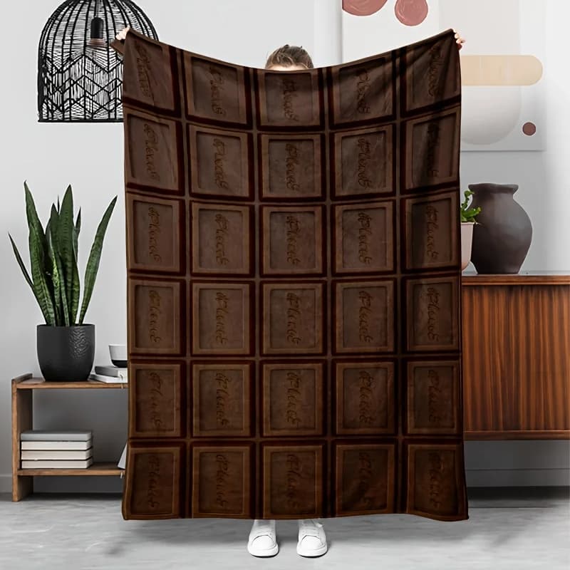 Coperta in flanella con stampa cioccolato - Copriletto morbido con tema dolce Accogliente multiuso per divano letto, campeggio, viaggi