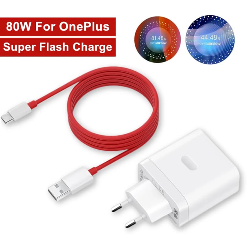 Caricatore Super Flash da 80 W per OnePlus 9 10 11 12R 13 Nord 2T N300 CE 2 3 Lite ACE 2 3 5 OPPO Realme Cavo USB di tipo C a ricarica rapida
